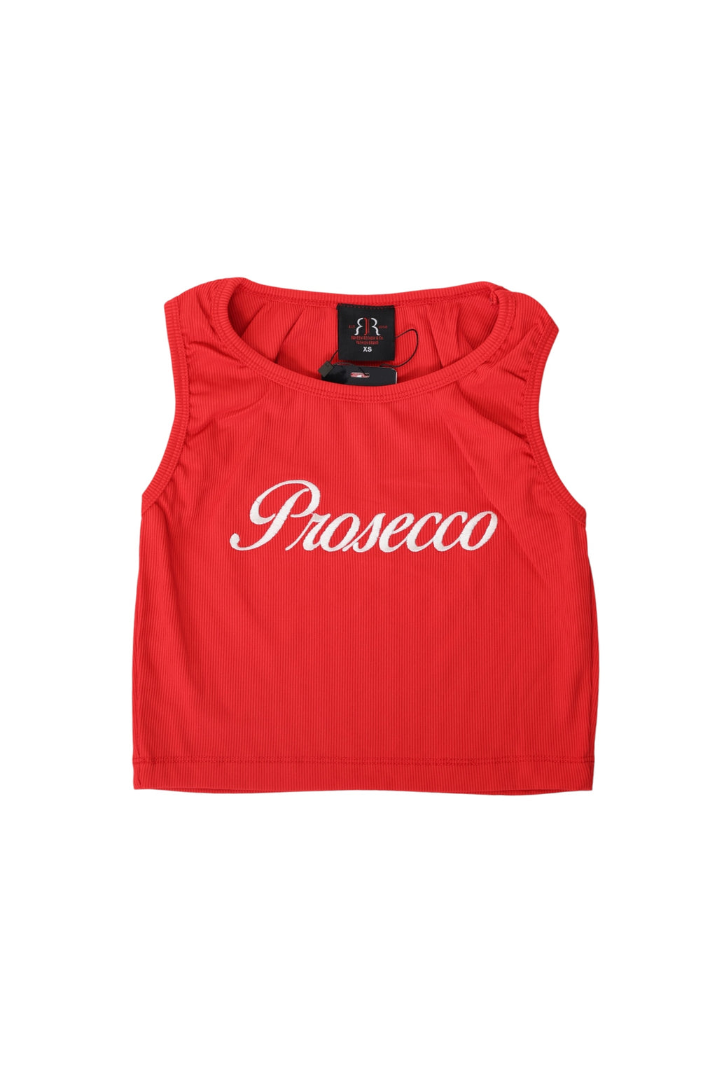 Prosecco Ribbed Crop Tank- Red
