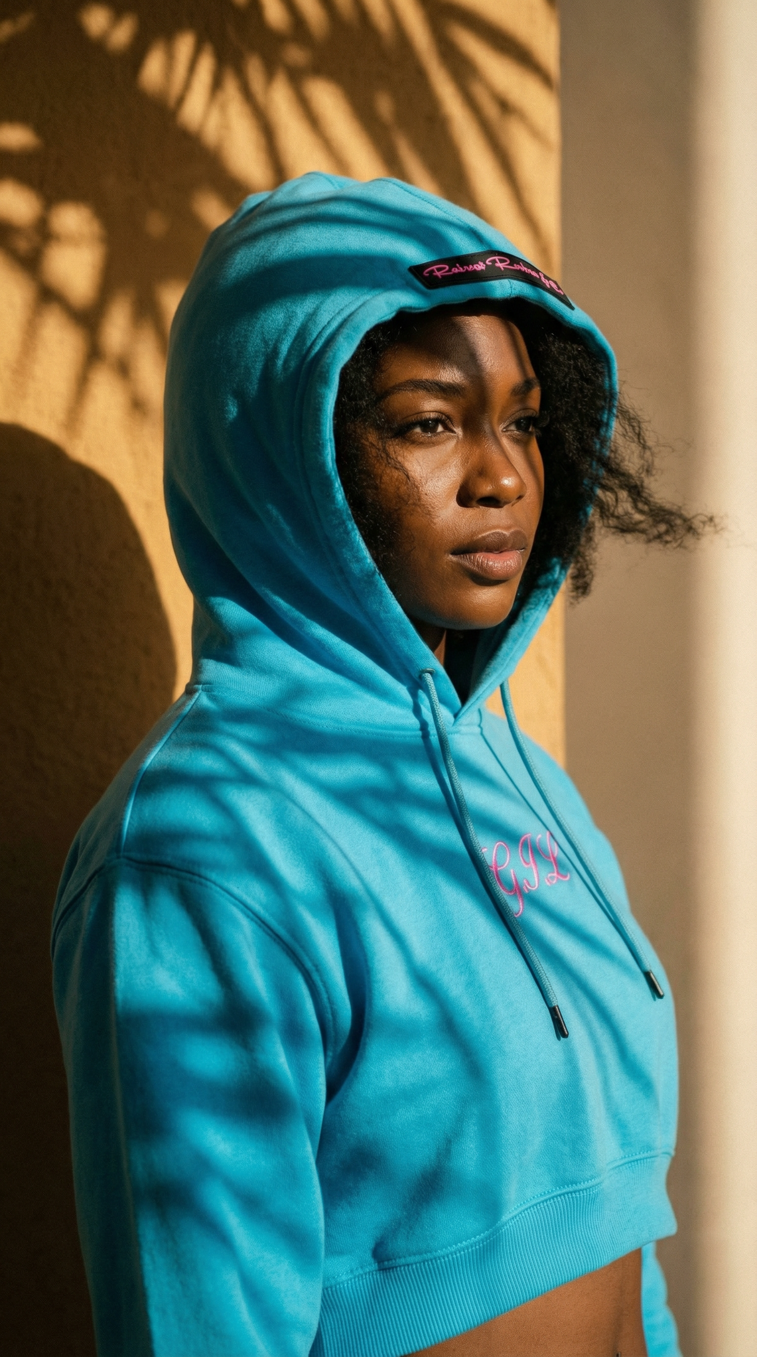 G.I.L. “God is Love” Crop Top Hoodie– Teal & Pink Edition