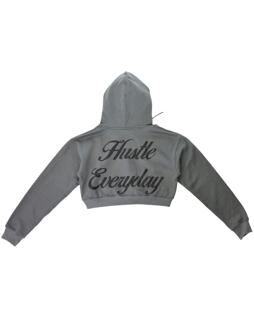 “Hustle Everyday” Cropped Hoodie – Charcoal Grey