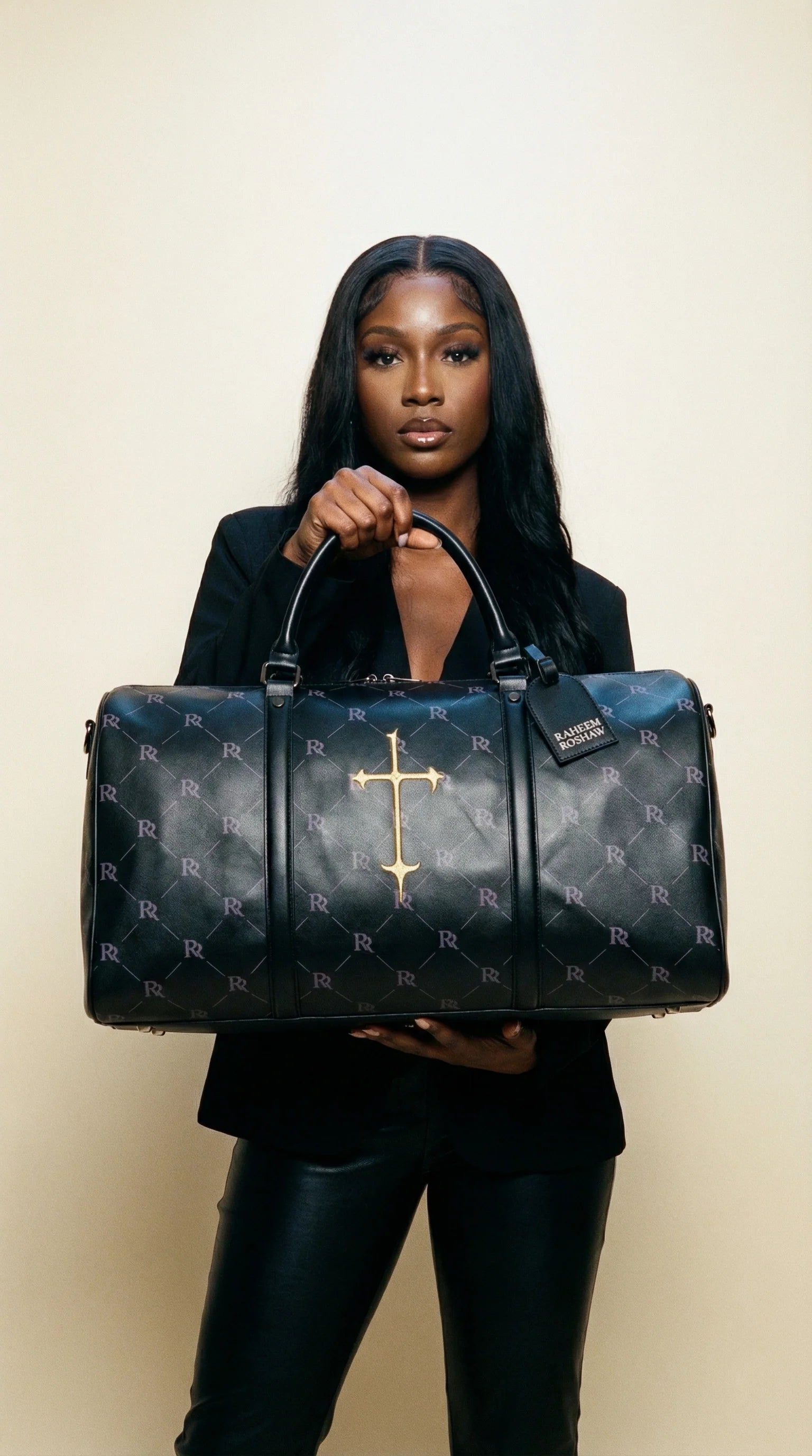 RR Travel Duffle Bag – Black & Gold Cross
