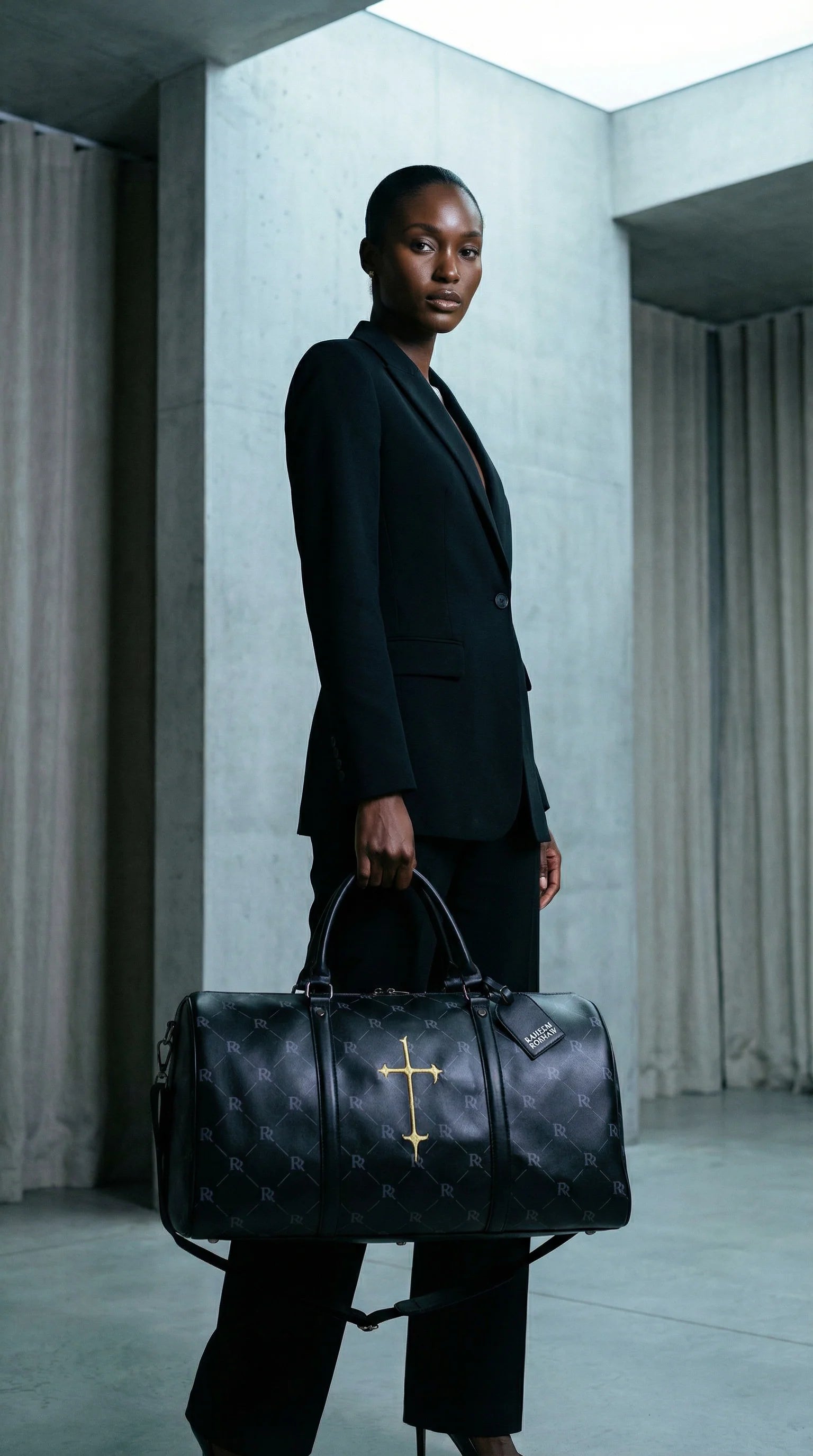 RR Travel Duffle Bag – Black & Gold Cross