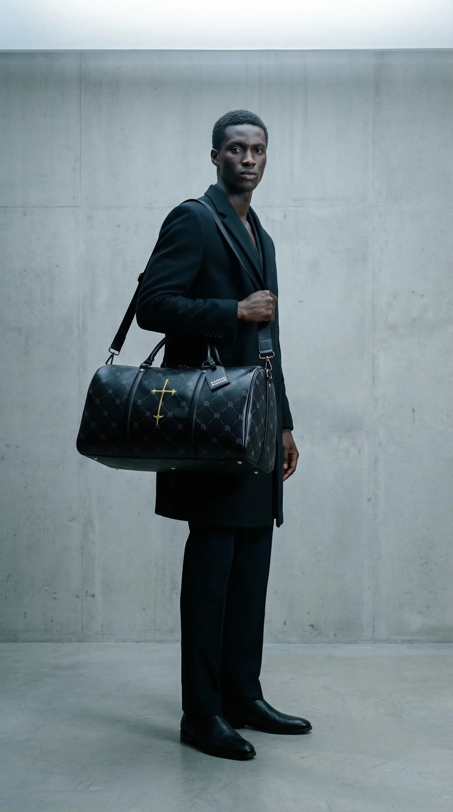 RR Travel Duffle Bag – Black & Gold Cross