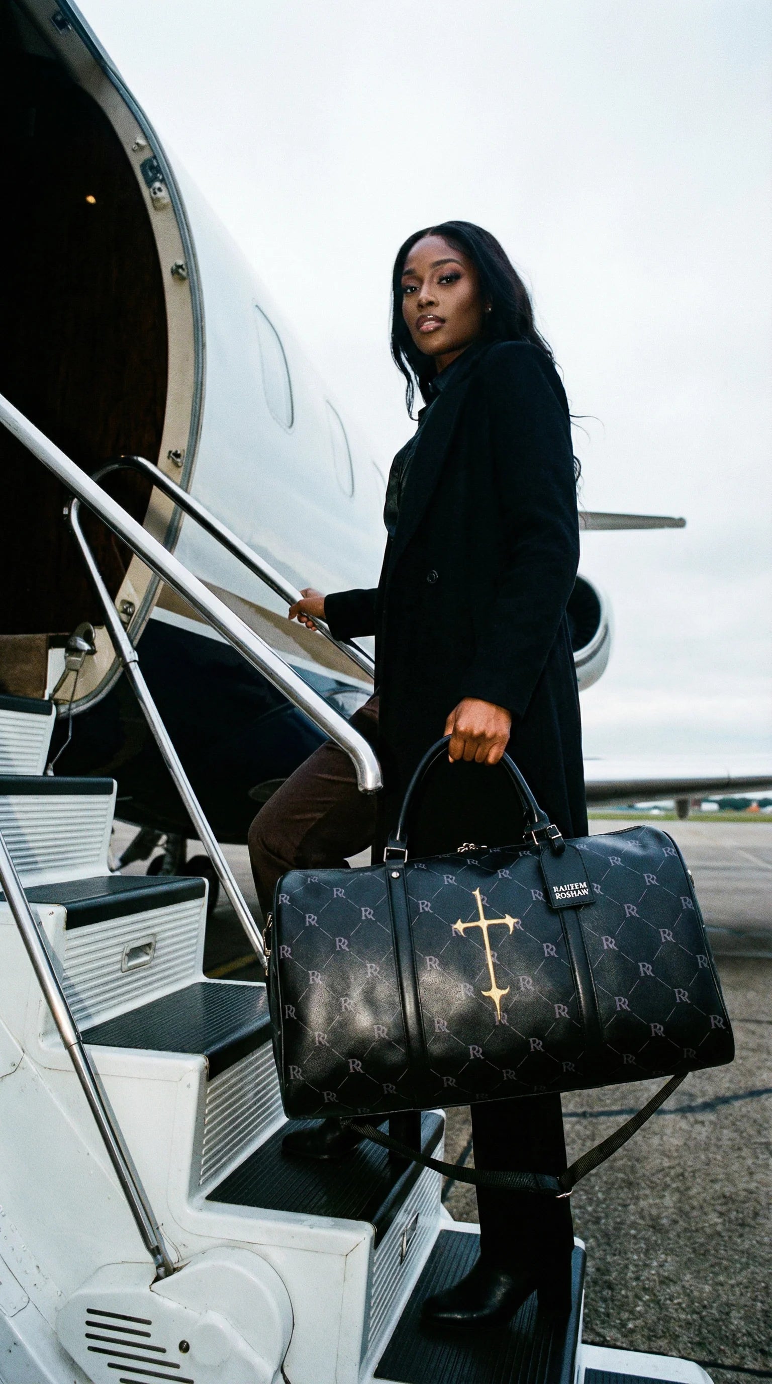 RR Travel Duffle Bag – Black & Gold Cross